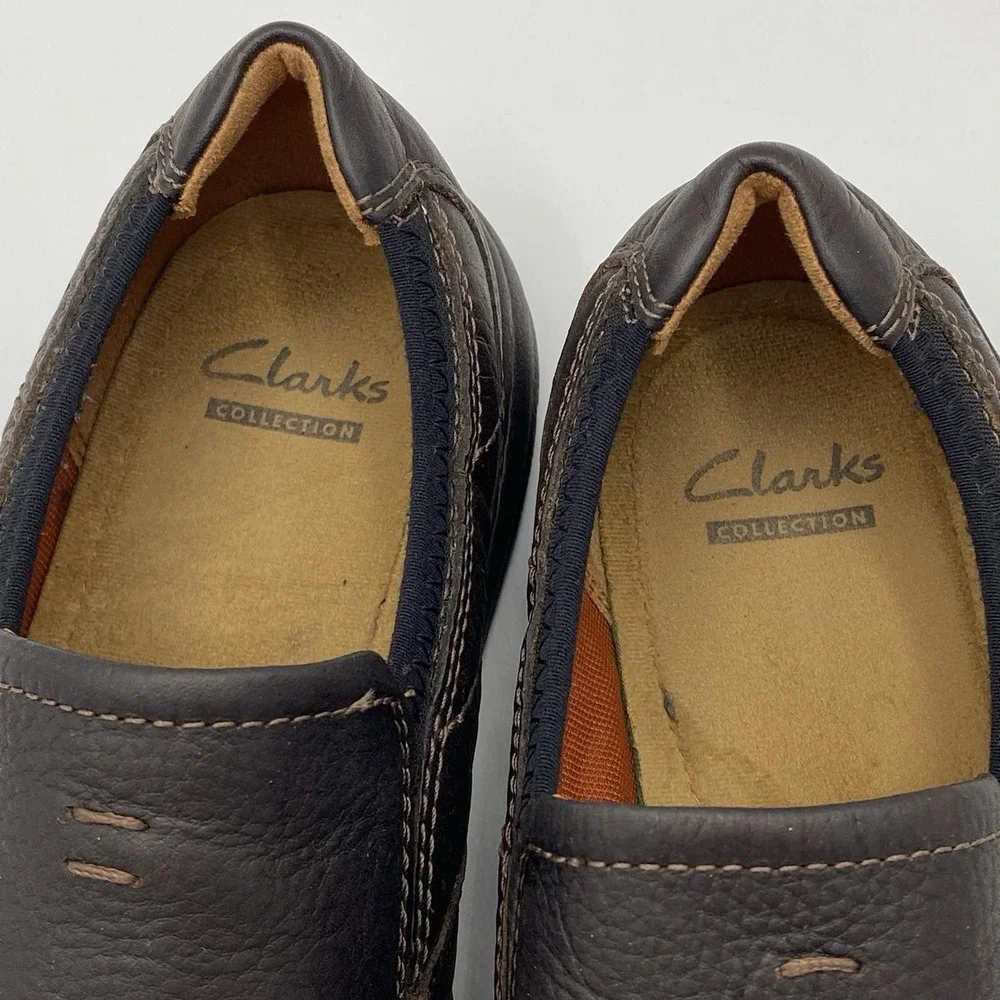 Clarks Men 11M Loafers Brown Leather Slip On Collection Casual Shoes 01950